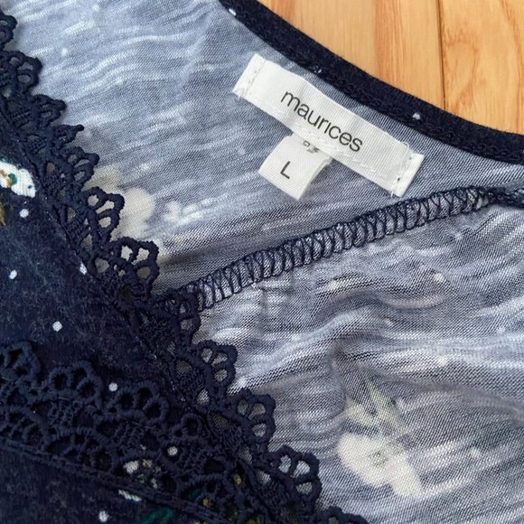 Maurices Floral Button Up Crochet Trim Tank Top Size Large - Picture 6 of 10